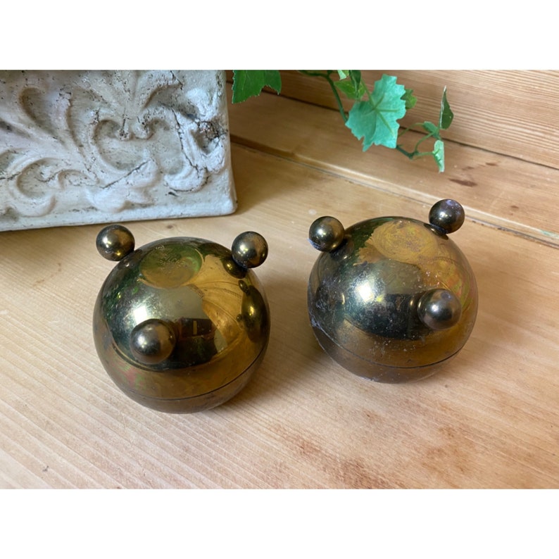 Vintage Brass Sphere Candle Holders With Feet Set of 2 Etsy