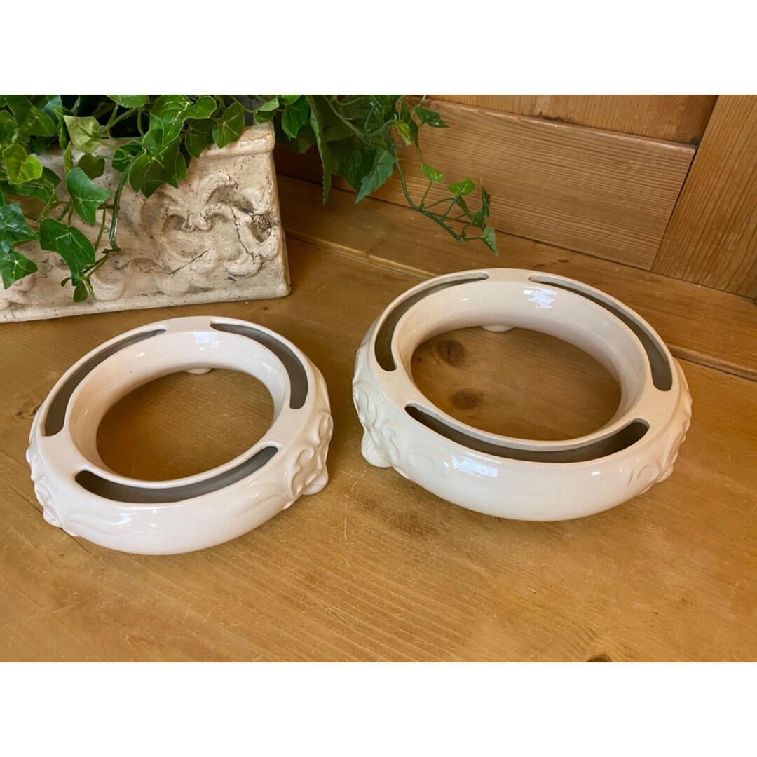 Vintage Ceramic Flower Ring Vases Set of Two Flower Design Etsy