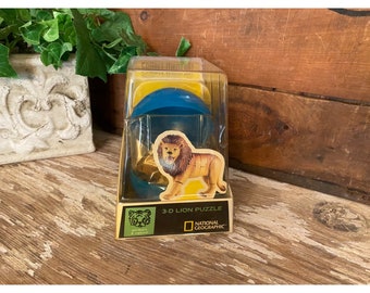 Vintage 3D Lion Puzzle | National Geographic | New Puzzle in Box | Vintage Living Room Decor
