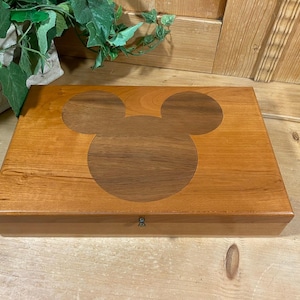 Vintage Mickey Mouse Cartoon Picture Cards and Album In A Wooden Box | Disney | Reproduction 1930s Trading Cards | Wooden Mickey Mouse Box