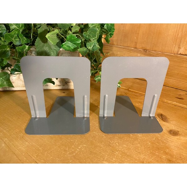 Vintage Metal Bookends | Industrial Bookshelf Decor | Midcentury Modern | MCM | 1960s | 1970s | Office Decor | Home Library | Factory Chic