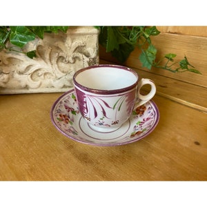 Vintage Pink Floral Lusterware Tea Cup With Saucer - 2 pc. | Cottagecore | Shabby Chic | White Tea Cup With Spring Flowers | Tea Party