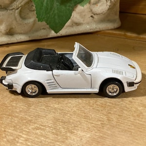 Vintage Toy Car | White Convertible Porsche 911 Turbo Flat Nose Cabriolet | MC Toys | 1:36 Scale Model Car | Collectible Miniature Car