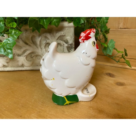 Vintage Ceramic White Chicken Ring Holder | Spoon… - image 6