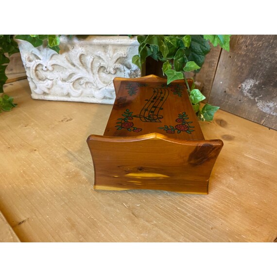 Vintage Music Notes Wooden Cedar Music & Jewelry Box … Gem