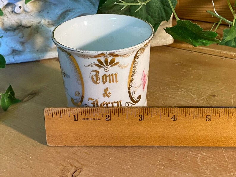 Tom and Jerry Floral Federal Cup | 11132 | Tom and Jerry White Mustache Mug with Gold Trim | Victorian Table Decor | Shabby Chic Decor image 7