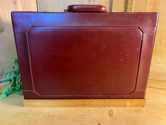 Vintage Red Leather Briefcase | Document Carrying… - image 8