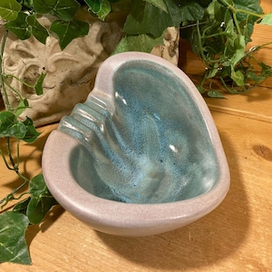 Vintage Pottery Ashtray | Turquoise Blue + Gray Pottery Dish | Midcentury Modern Decor | Bohemian | Boho Decor |  MCM | Midcentury Decor