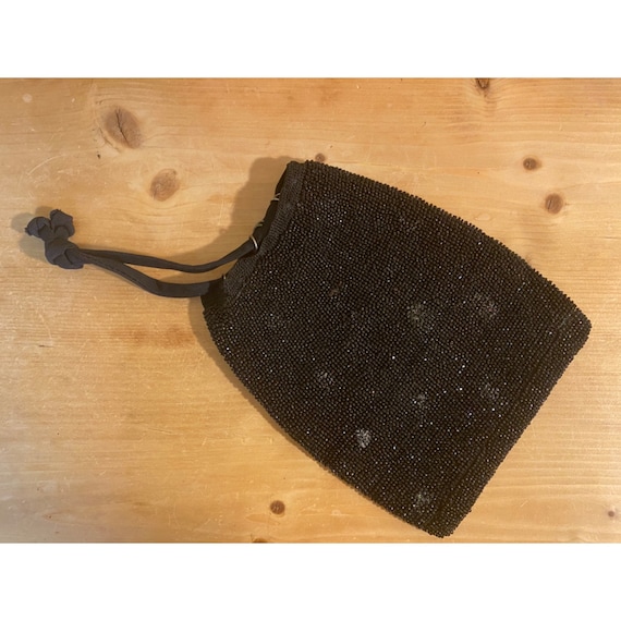 Black Beaded Wristlet Purse | Dressy Vintage Handb