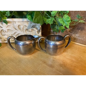 Vintage Silver Plated Keystonewear Sugar Bowl + Creamer Set of Two  | Midcentury Modern | Sugar Bowl + Cream Pitcher | MCM | Shabby Chic