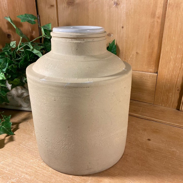 Vintage Ceramic Crock with Glazed Interior | Anitque Pickle Jar? | Primitive Kitchen Decor | Crock without Lid | Rustic Farmhouse Kitchen