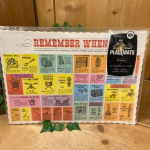 Vintage "Remember When" Placemat In Original Packaging | New Old Stock | Everyday Placemat by Springprint | Midcentury Modern Table Decor