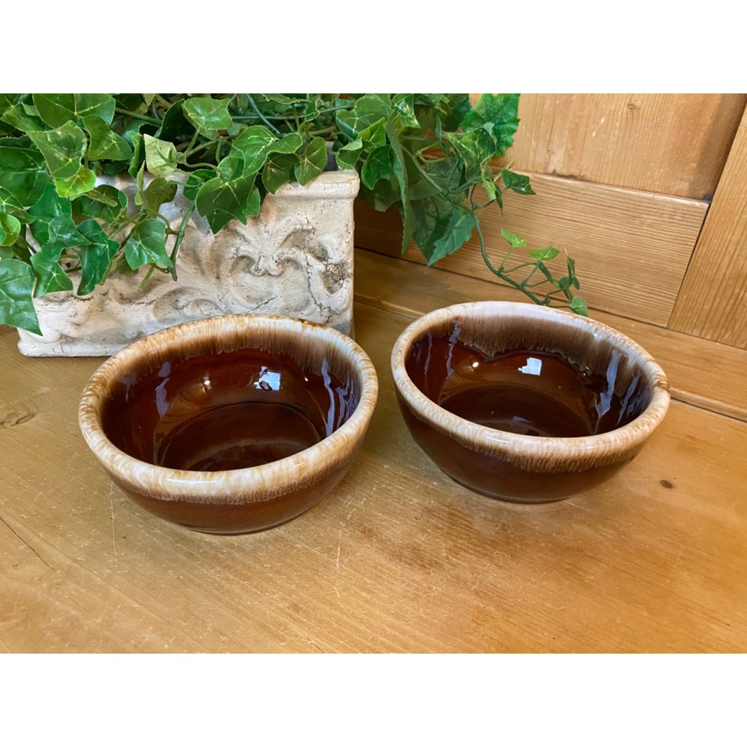 Vintage Brown Drip Glaze Pottery Bowl Set of Two Mccoy Pottery 7016