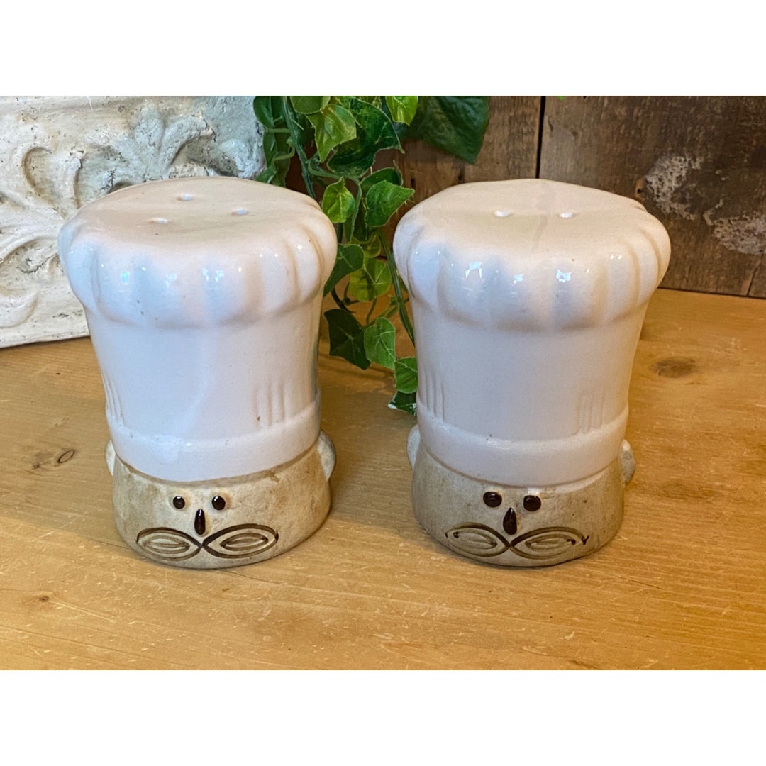 Vintage Ceramic Salt and Pepper Shakers - Set of Two | Chef Heads| MCM ...