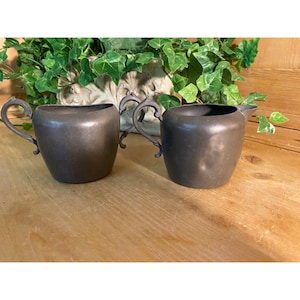 Vintage Silver Pewter Cream and Sugar - Set of 2 | Academia | Sugar Bowl + Cream Pitcher | Rustic Farmhouse Table Decor | Victorian