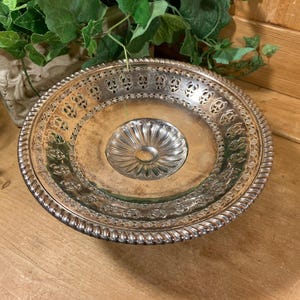 Vintage Silver Plated Filigree Pedestal Bowl | Birks Regency Plate | Academia Table Decor | Silver Pedestal Dish | Victorian Fruit Bowl