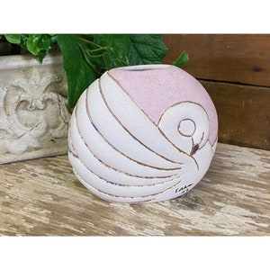 Vintage Pink, White, and Gold Swan Pottery Vase | Esther, 89 | Art Deco Pottery | Vintage Living Room Decor | MCM | Retro Vase | Flower Vase