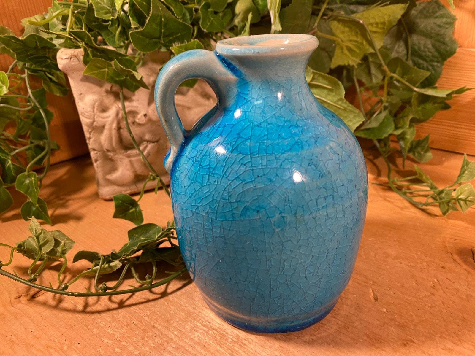Vintage Handcrafted Blue Pottery Jug Small Blue Pottery Pitcher with…
