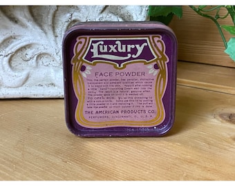 Vintage Luxury Face Powder The American Products Company Square Purple Tin | Shabby Chic | Vintage Advertising Tin | Vintage Beauty Products
