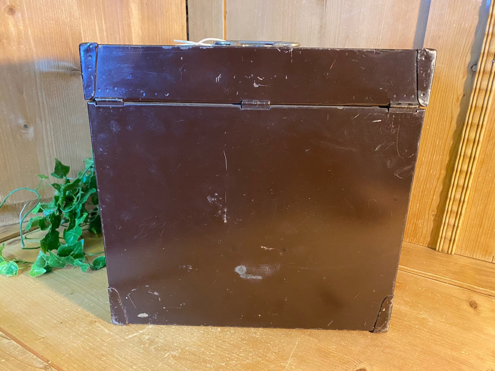 Vintage Portable Office File Box | Mystrong | Brown Metal Lock Box