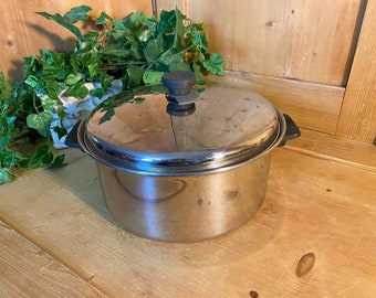 Vintage Tri Ply Stainless Steel Stock Pot | Vintage Kitchen Stove Pot | Mid Century Modern Pots and Pans | MCM Stew Pot
