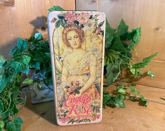 Vintage Tin: English Rose Assortment Tin | Vintage Advertising | Grumbridge | Shelf Decor | Victorian Tin Box with Patina | Shabby Chic