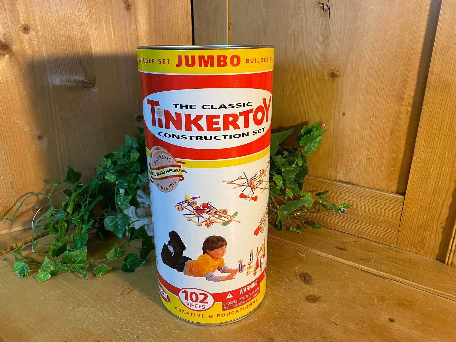 Vintage Tin of Classic Tinker Toys | Jumbo Tinkertoys Construction 
