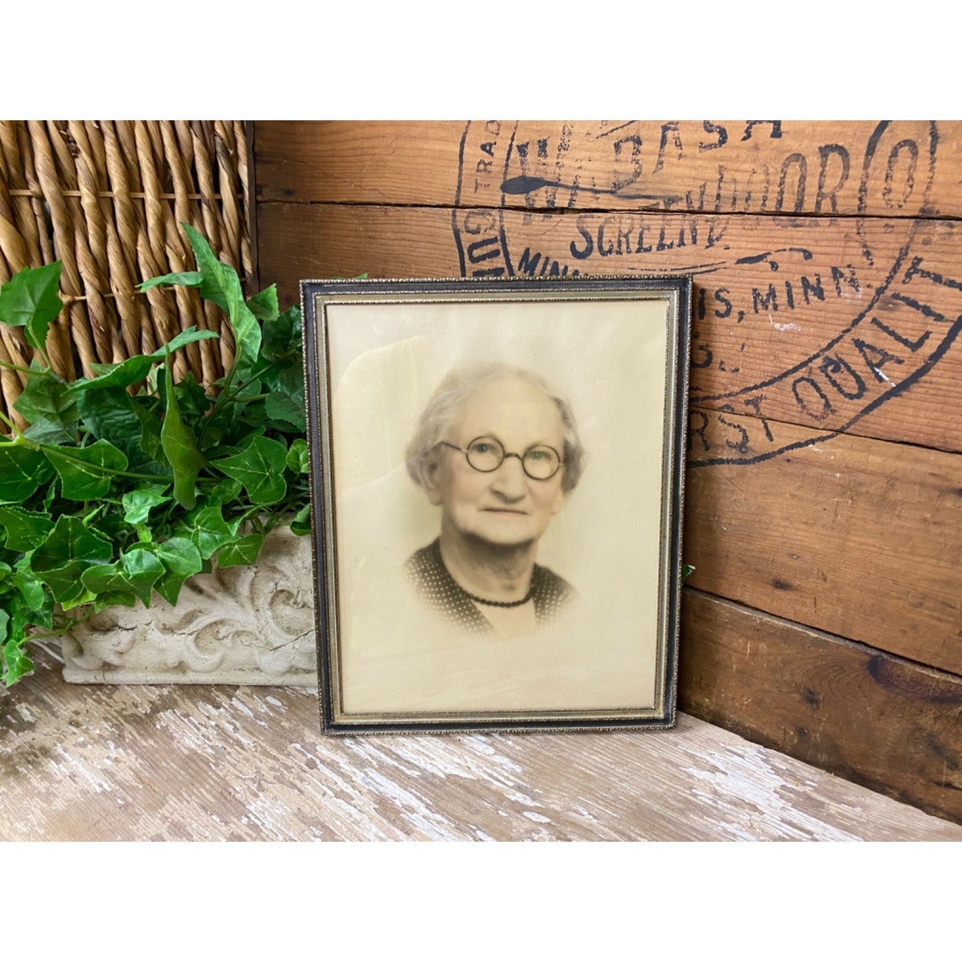 Vintage Colorized Woman Portrait Framed Photograph in Gold Frame ...
