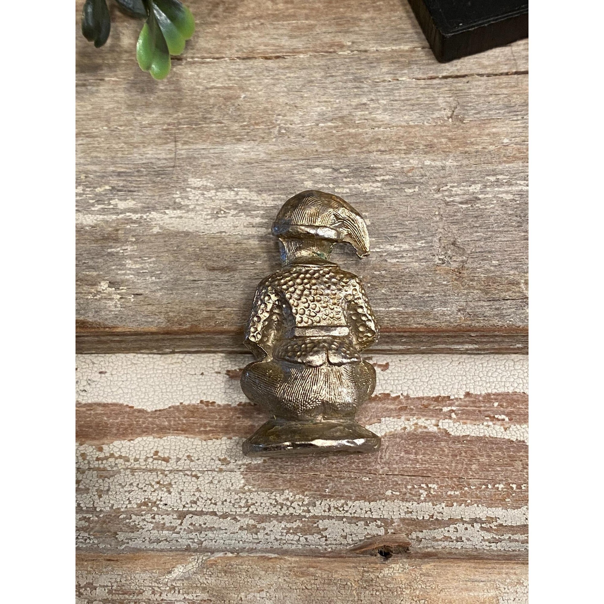 Vintage Miniature Pewter Gnome Figurine Vintage Elf Cobbler Figure
