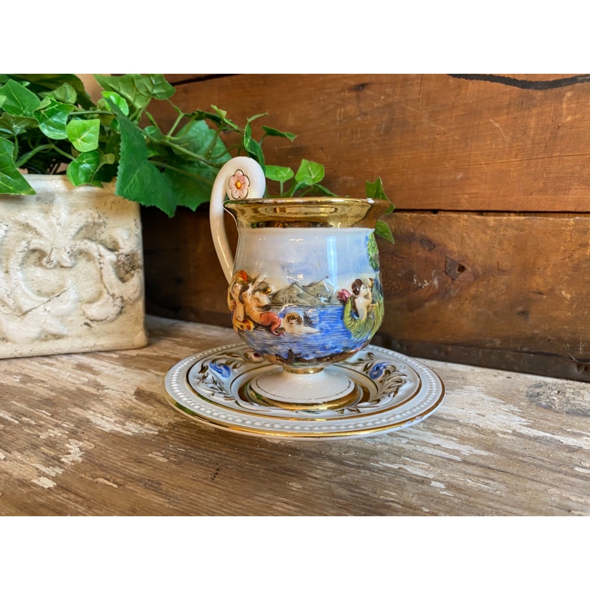 Vintage R Capodimonte Cup and Saucer Set Made in Italy Etsy