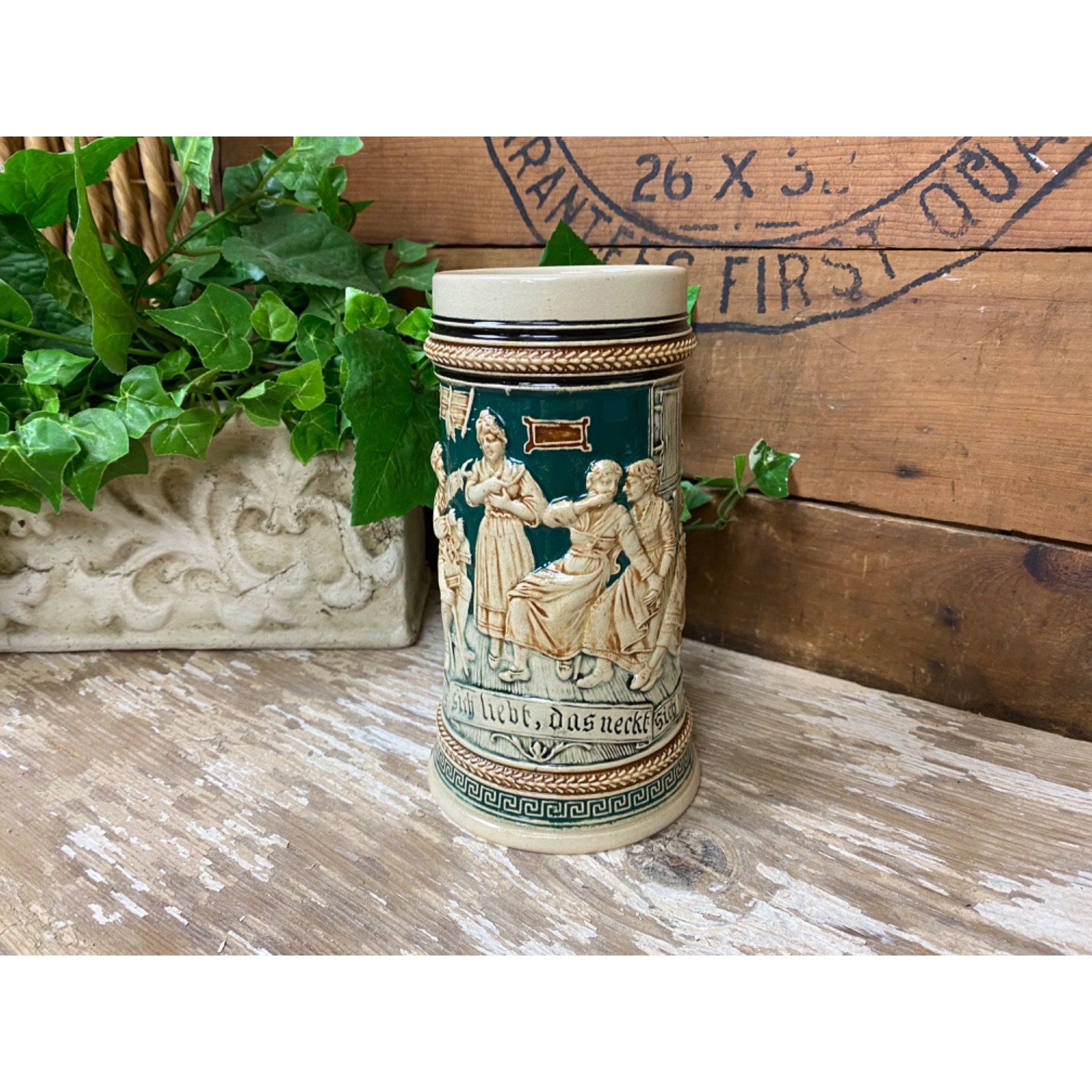 BIG Germany souvenir 50s TANK BEER スペシャル Original Western Germany Ceramic Beer Tankard With Lid