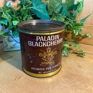 Vintage Tin: Paladin Black Cherry Pipe Tobacco Tin | Vintage Advertising |  Smoking | Academia Shelf Decor