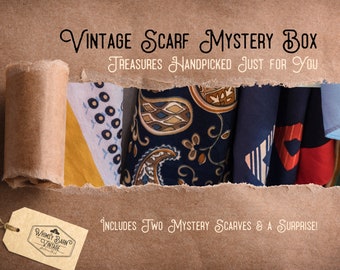 Vintage Scarf Mystery Box | Mystery Box | Vintage Scarf | Antique Scarf | Mystery Women's Scarves | Gift for Her | Scarf Collector's Gift