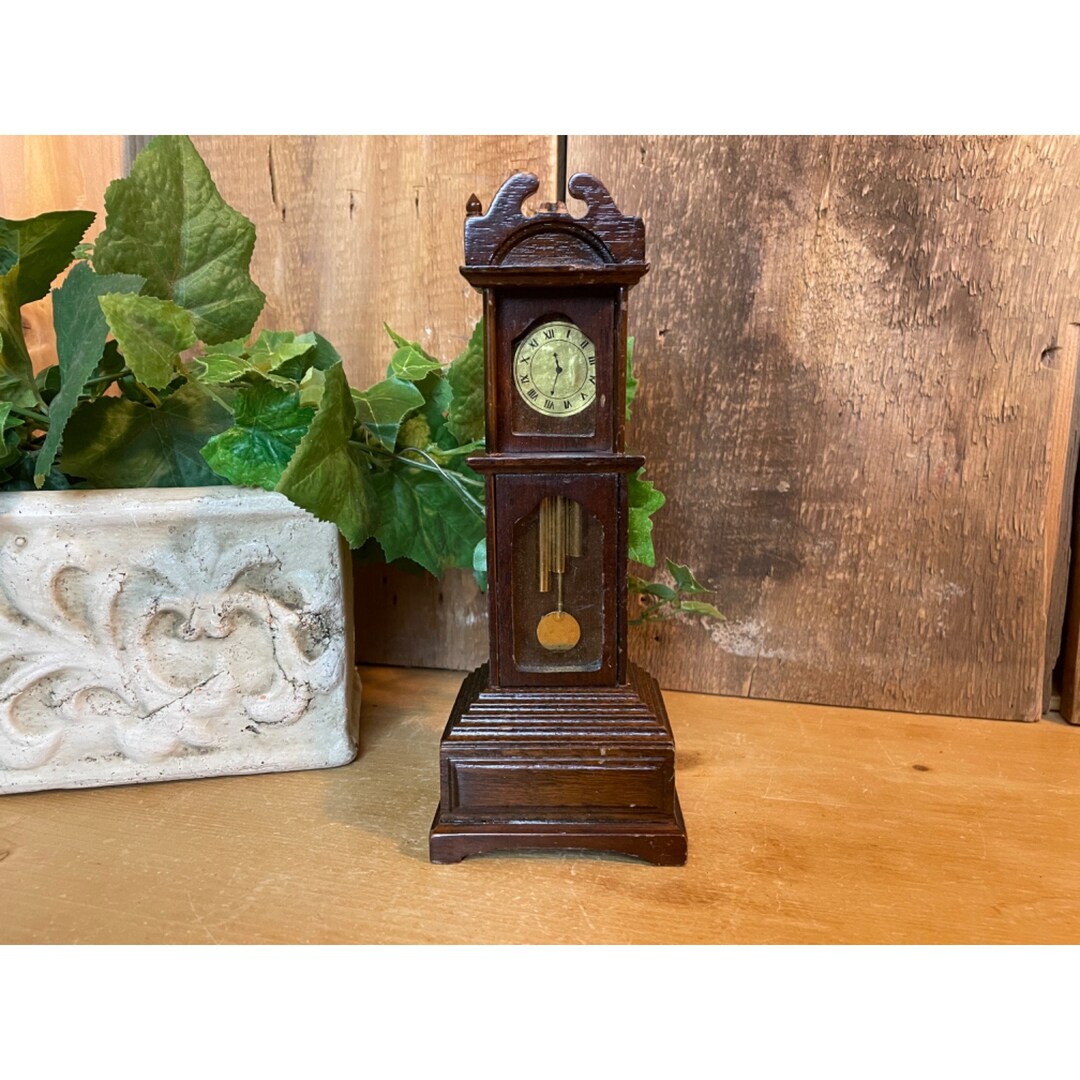 Vintage Grandfather Clock Music Box Dollhouse Miniature Etsy