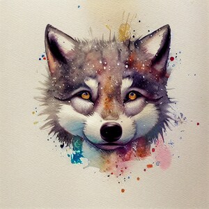 Portrait de loup, affiche, carte de vœux, œuvre d’art framable