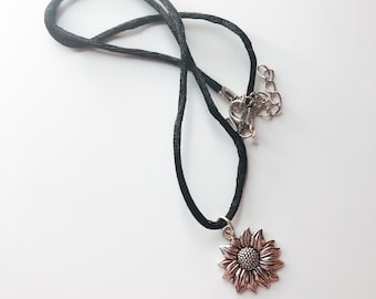 Sunflower Necklace, Sunflower Charm Necklace, 18'' Sunflower Charm Necklace [SHIPS FROM USA]