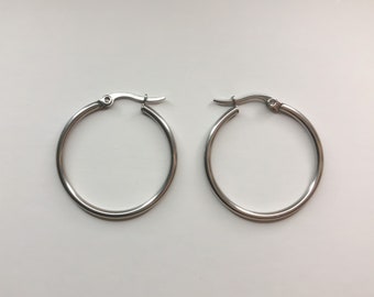 Stainless Steel Hoops, Hoop Earrings [SHIPS FROM USA]