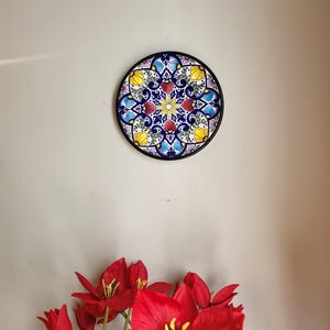 Hand-Painted Spanish Ceramic Wall Plate | Frigiliana Artisan Pottery | Colorful Floral Mandala Design