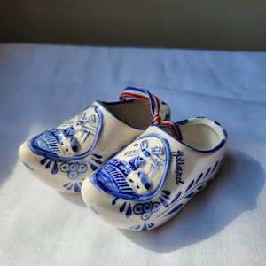 Vintage Pair of Delft Blue Pottery Clogs | Made In Holland