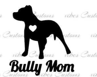 Bully Mom Pitbull Heart Dog Pet car decal window sticker no background