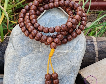 Collana Mala Con Semi Di Loto E Agata Blu - 108 Perle, Bracciale Regolabile, Regalo Yoga - Foto 7