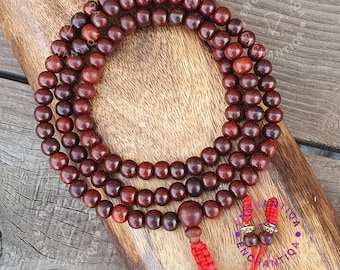 Red Sandalwood 108 beads Mala, Red sandalwood mala, Indian Sandalwood Red Chandan mala Prayer beads, Mantra Meditation Japa Mala Necklace