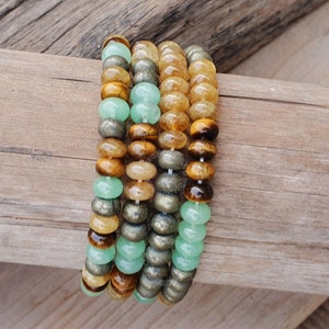 Prosperity Bracelet for Success with Healing Crystals for Business and Abundance, Luck attracting, 8mm Rondelle Beads, Dainty, Gift,