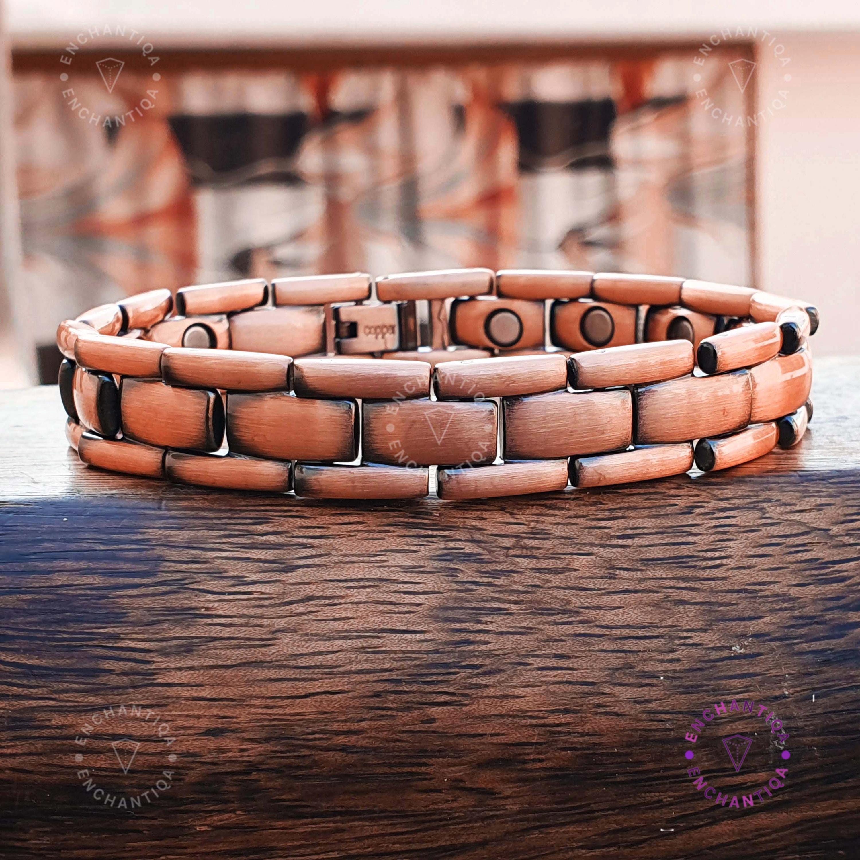 純銅磁気ブレスレット：アンティーク仕上げ、3500ガウス - Etsy 日本