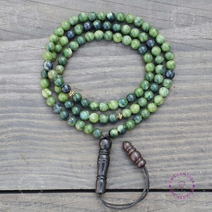 Nephrite Jade Islamic Prayer Beads, Natural Stone 99 Beads, Tasbih, Misbaha, Tasbeeh, Muslim, Rosary, Misbah, Tasbih 99