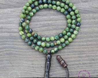 Nephrite Jade Islamic Prayer Beads: Ebony Tasbih, Muslim Rosary