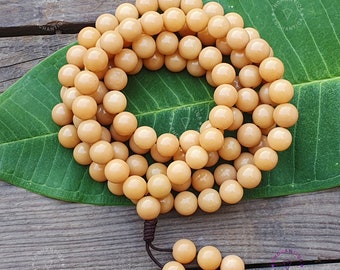 Natural Yellow Jade Bodhi Seed Mala Beads 108 Prayer Beads