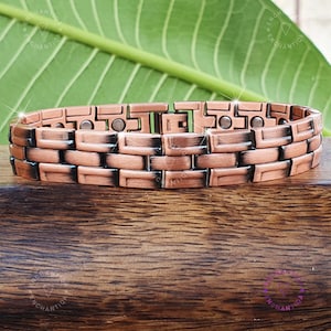 Solid Copper Chain Bracelet, Magnetic Therapy Jewelry, Copper Band Jewelry, Therapeutic Copper Bracelet, Magnetic Copper Accessories