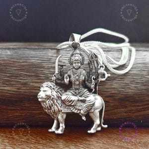 Sterling Silver Durga Maa Pendant | Handcrafted Hindu Goddess on Tiger | Divine Protection Amulet | Spiritual Jewelry for Strength & Courage