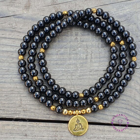 108 Mala Beads Bracelet Necklace With Yoga Charm - Buddha Prayer Beads For Men & Women